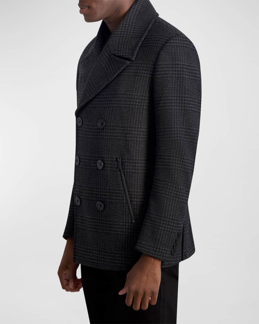 Karl Lagerfeld Paris Men s Plaid Zip Pocket Peacoat Neiman Marcus