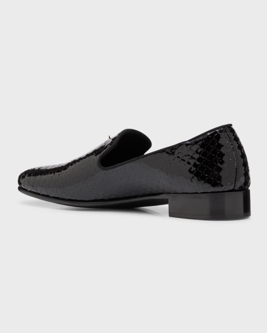 Image 2 of 5: Men's Lewis Pit Python-Print Loafers