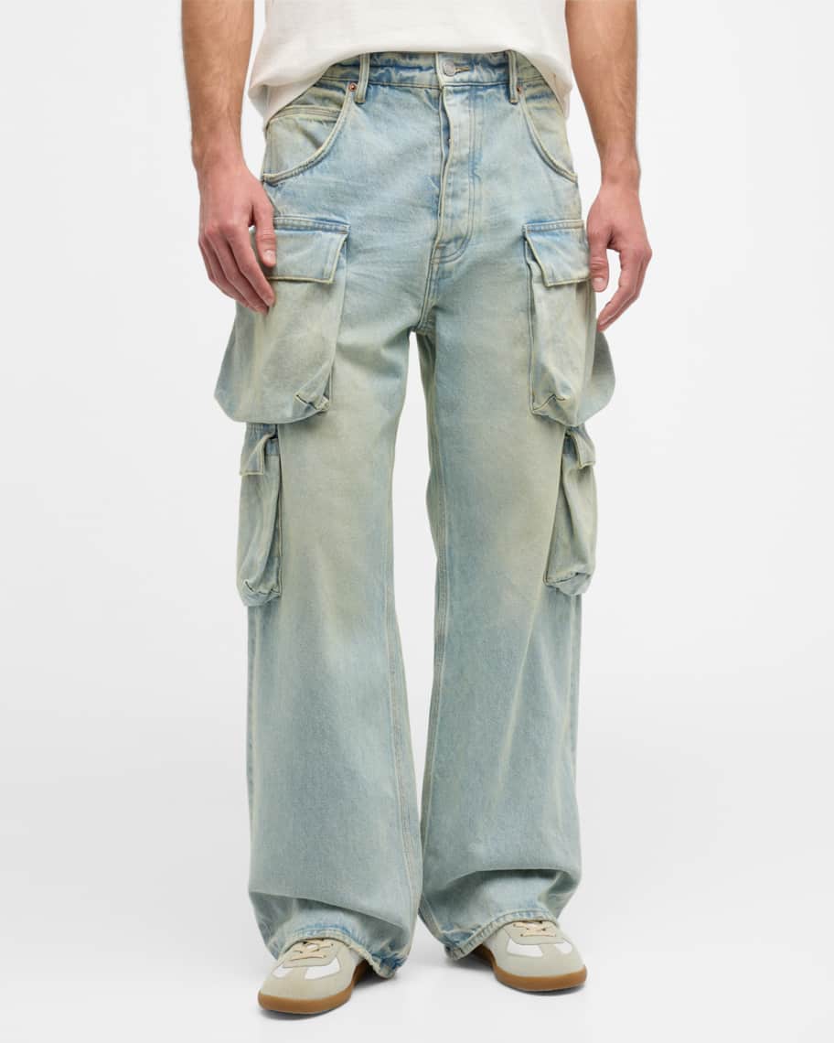 PURPLE Men's Relaxed Double Cargo Jeans | Neiman Marcus