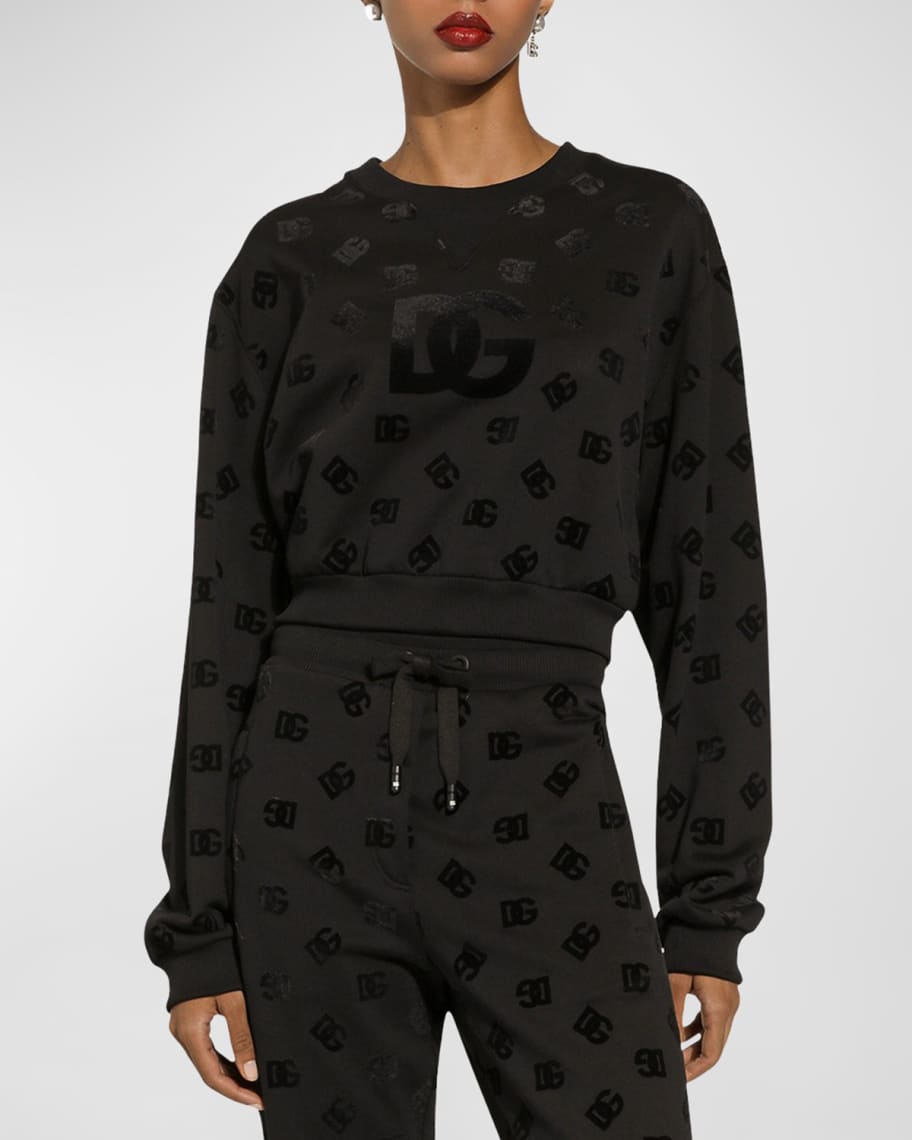 Dolce&Gabbana DG Logo Rolled-Neck Cotton Jersey Sweatshirt | Neiman Marcus