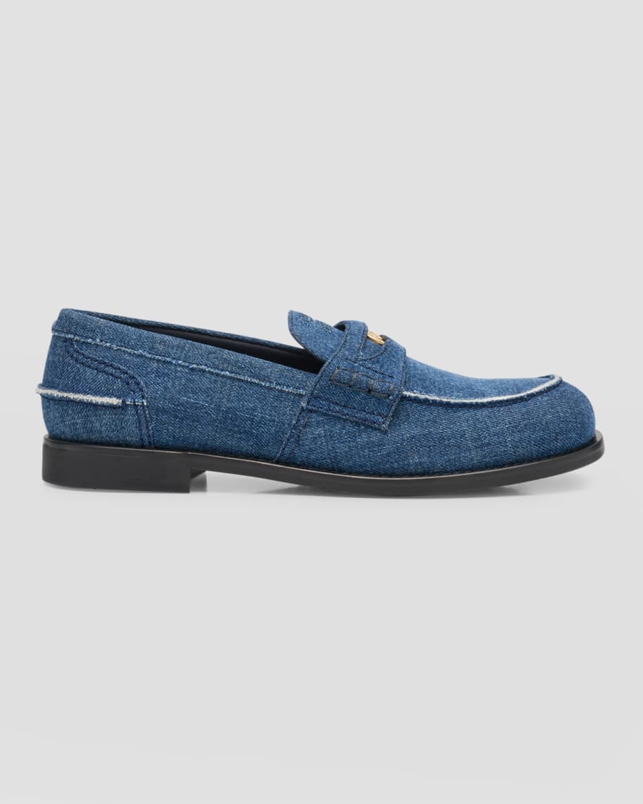 【MiuMiu】 Denim Loafer ロゴ デニムローファー Miu Miu Denim Coin Penny Loafers | Neiman Marcus