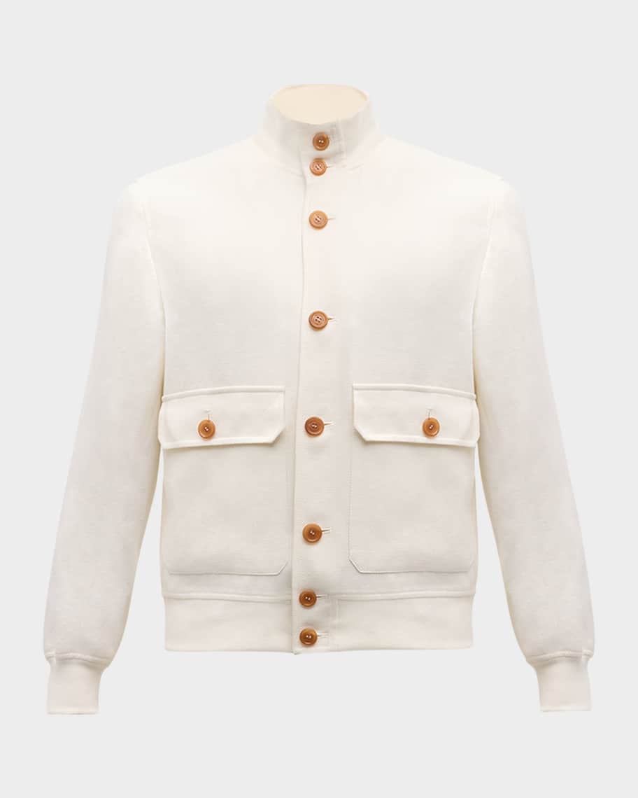 Brunello Cucinelli Men's Brunello Style Bomber Jacket with Pockets
