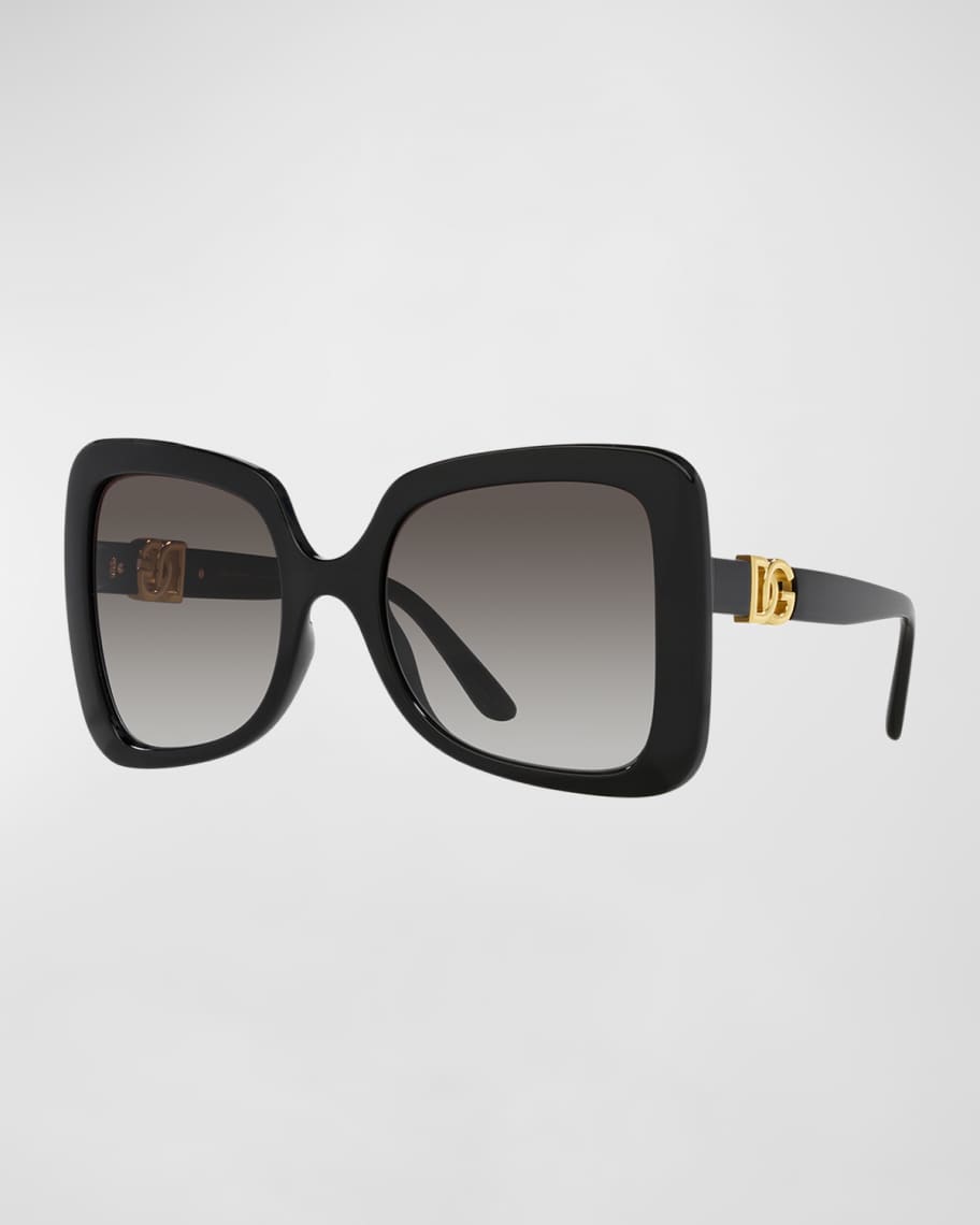 Dolce & Gabbana Black Silver Sequin Butterfly Polarized Sunglasses