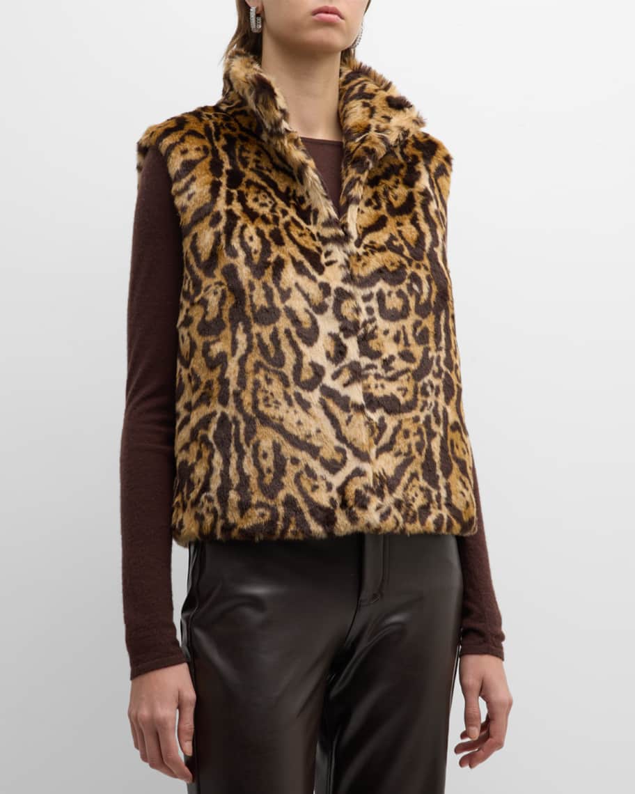 Womens Brown Black Leopard Faux Fur Gold Crossbody Strap Jewelled