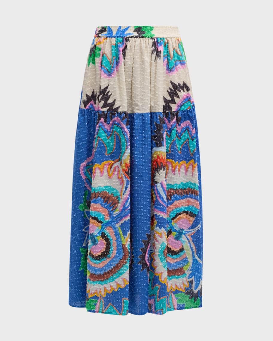 Image 2 of 6: Minu Abstract Pleated Maxi Skirt