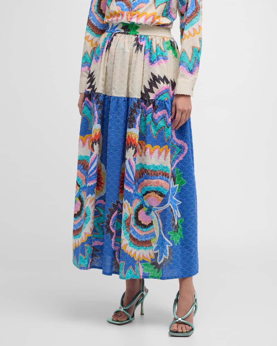 Image 1 of 6: Minu Abstract Pleated Maxi Skirt