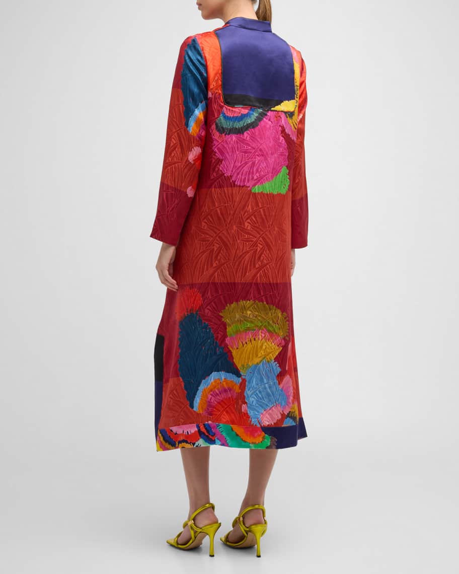 Image 3 of 6: Niki Abstract High-Low Silk Kaftan