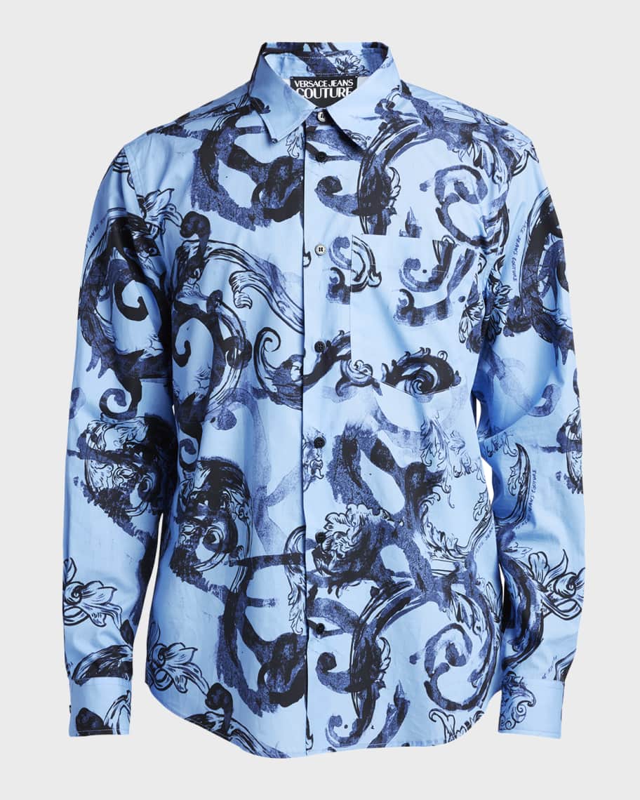 Versace blue dress shirt new arrivals