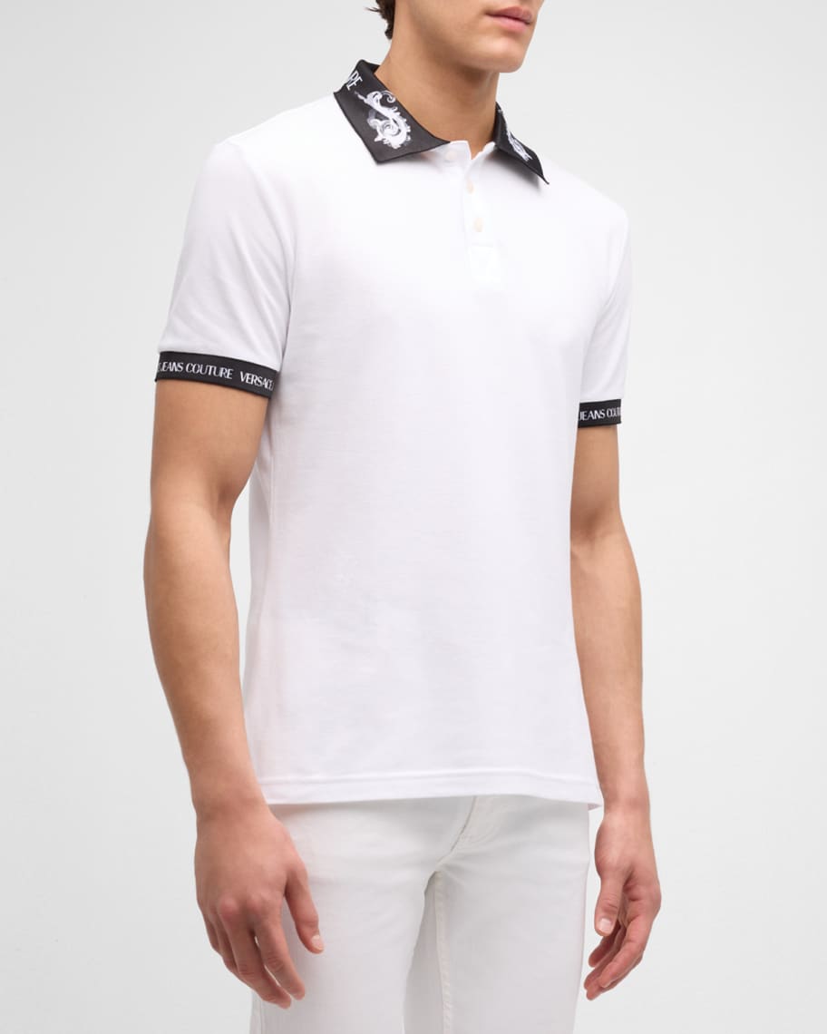 Versace Jeans Couture Men's Pique Polo Shirt with Logo Tipping | Neiman ...