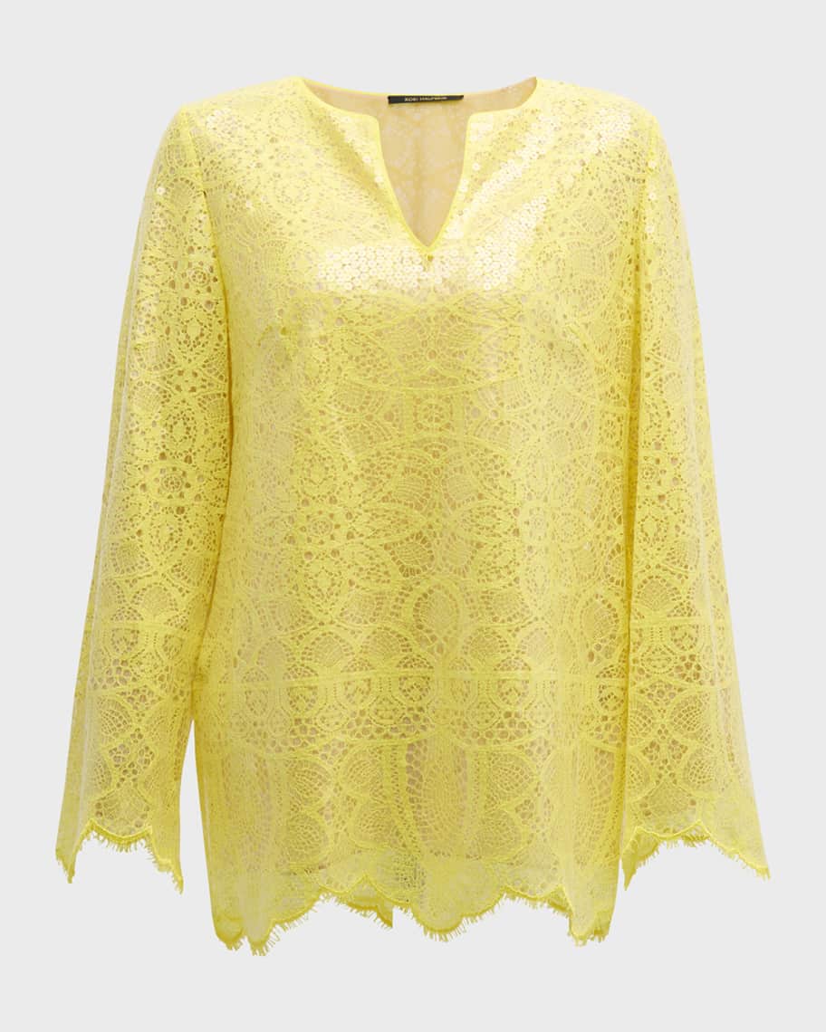 Image 2 of 6: Ellie Scalloped Sequin Lace Blouse
