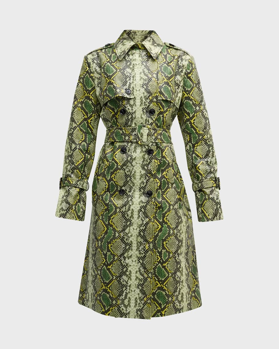 Image 2 of 6: Estella Double-Breasted Faux Snakeskin Coat