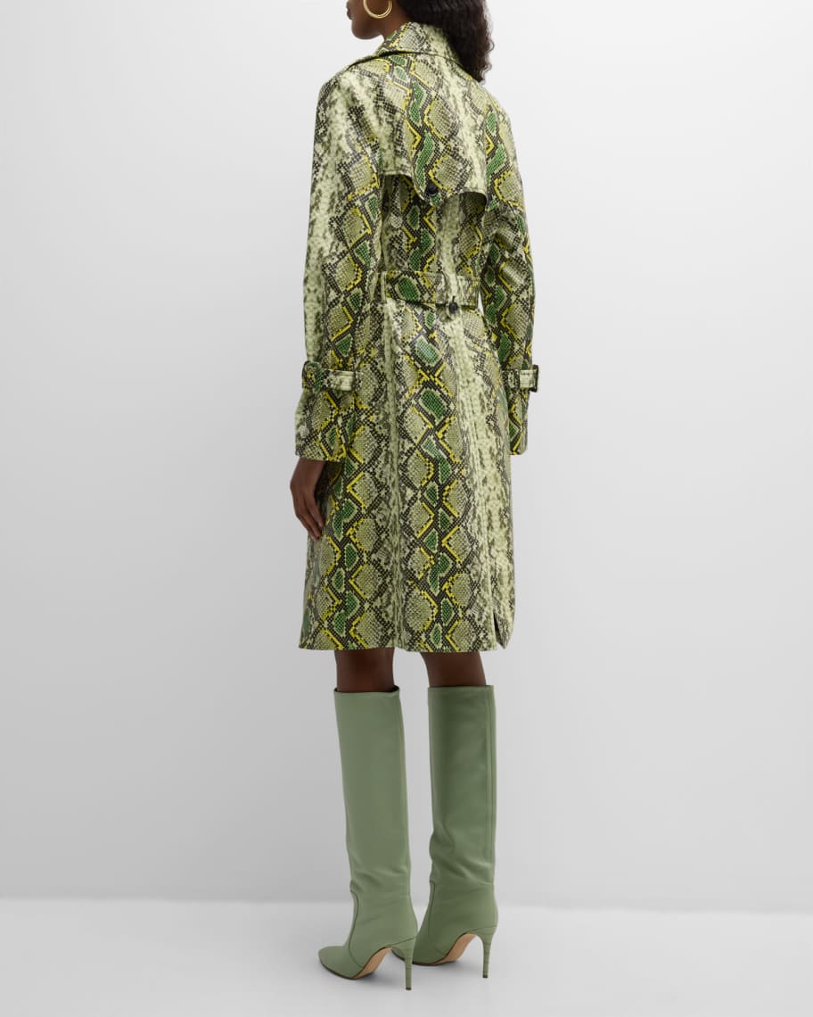 Image 3 of 6: Estella Double-Breasted Faux Snakeskin Coat