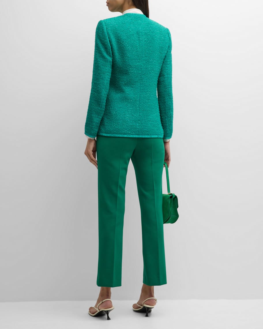 Image 3 of 6: Evangeline V-Neck Snap-Front Tweed Jacket