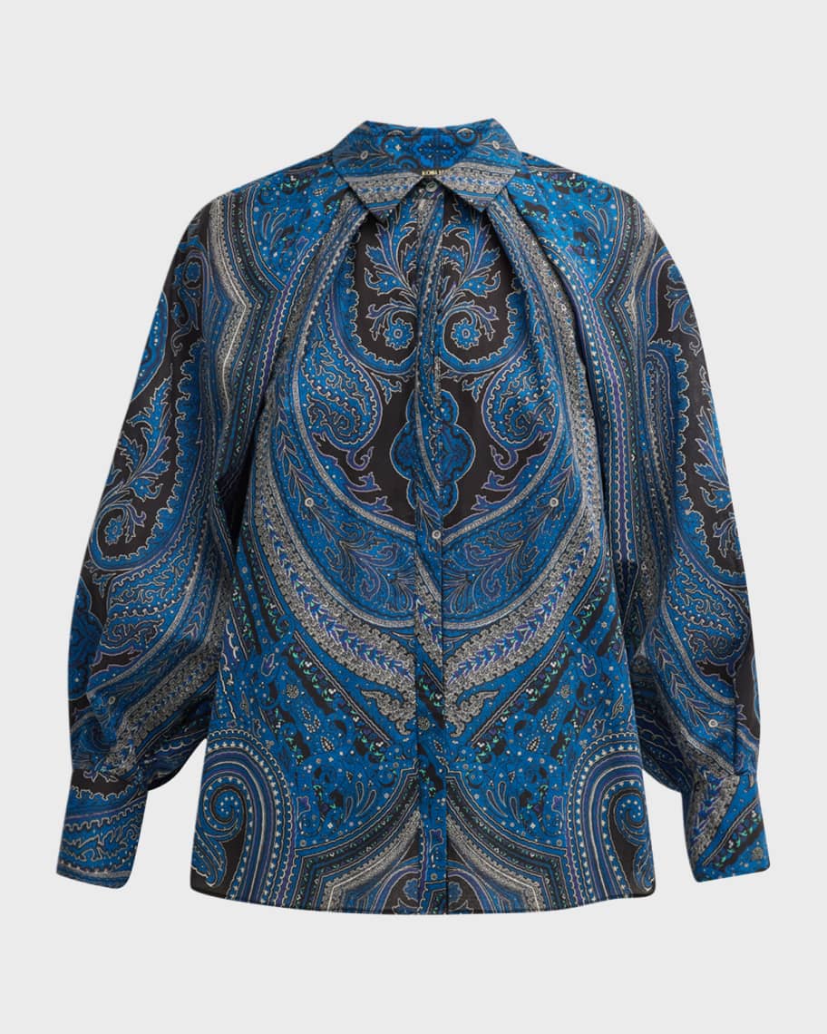 Image 2 of 6: Emerson Paisley-Print Raglan-Sleeve Blouse