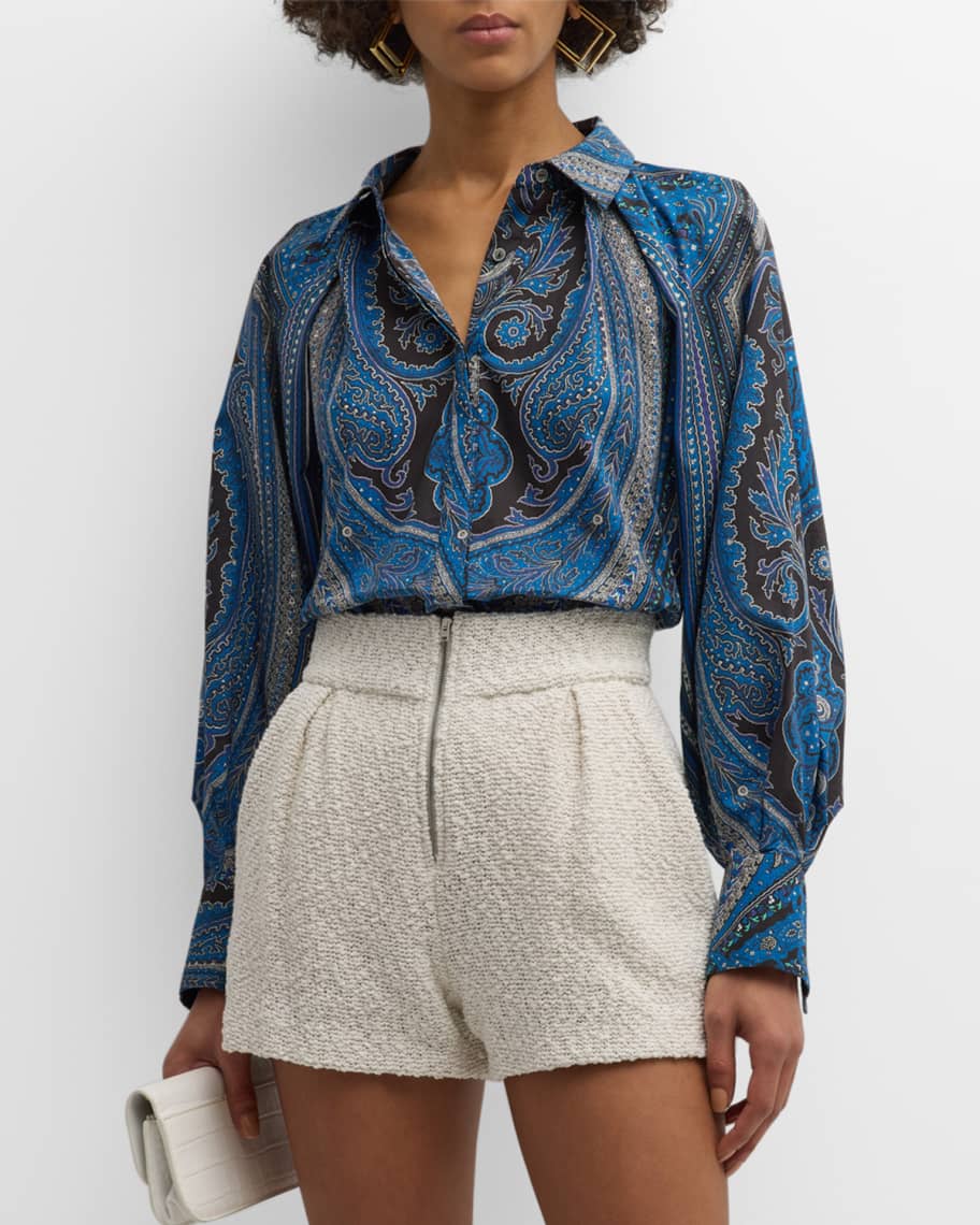 Image 1 of 6: Emerson Paisley-Print Raglan-Sleeve Blouse