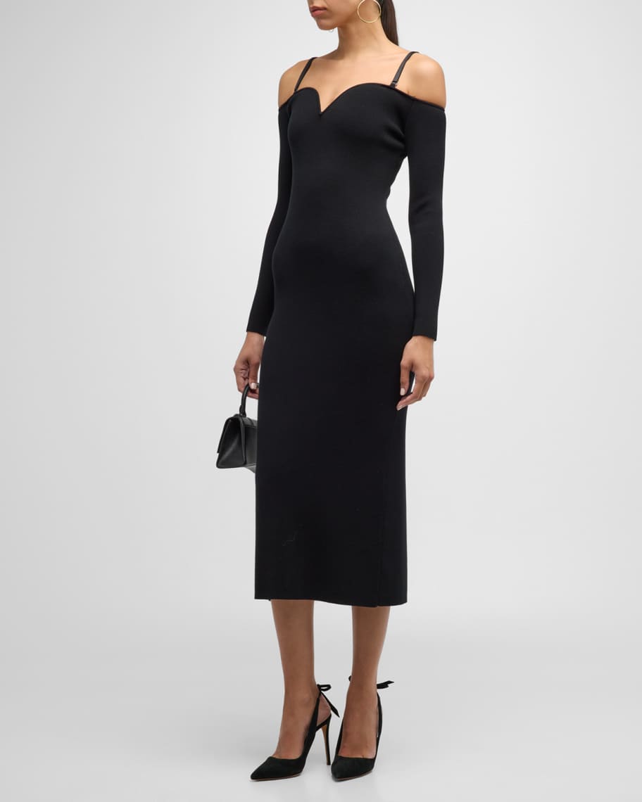 Image 1 of 6: I Feel Love Long-Sleeve Bodycon Midi Dress