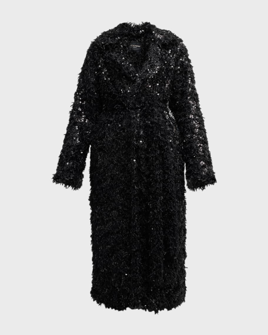 Image 2 of 6: Extra Extra Sequin Faux-Fur Cardi Coat
