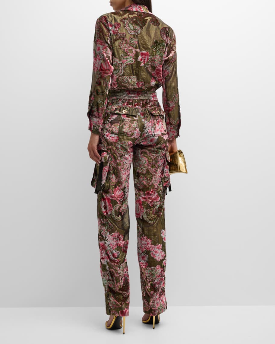 Image 3 of 6: Casablanca Floral Tie-Front Top