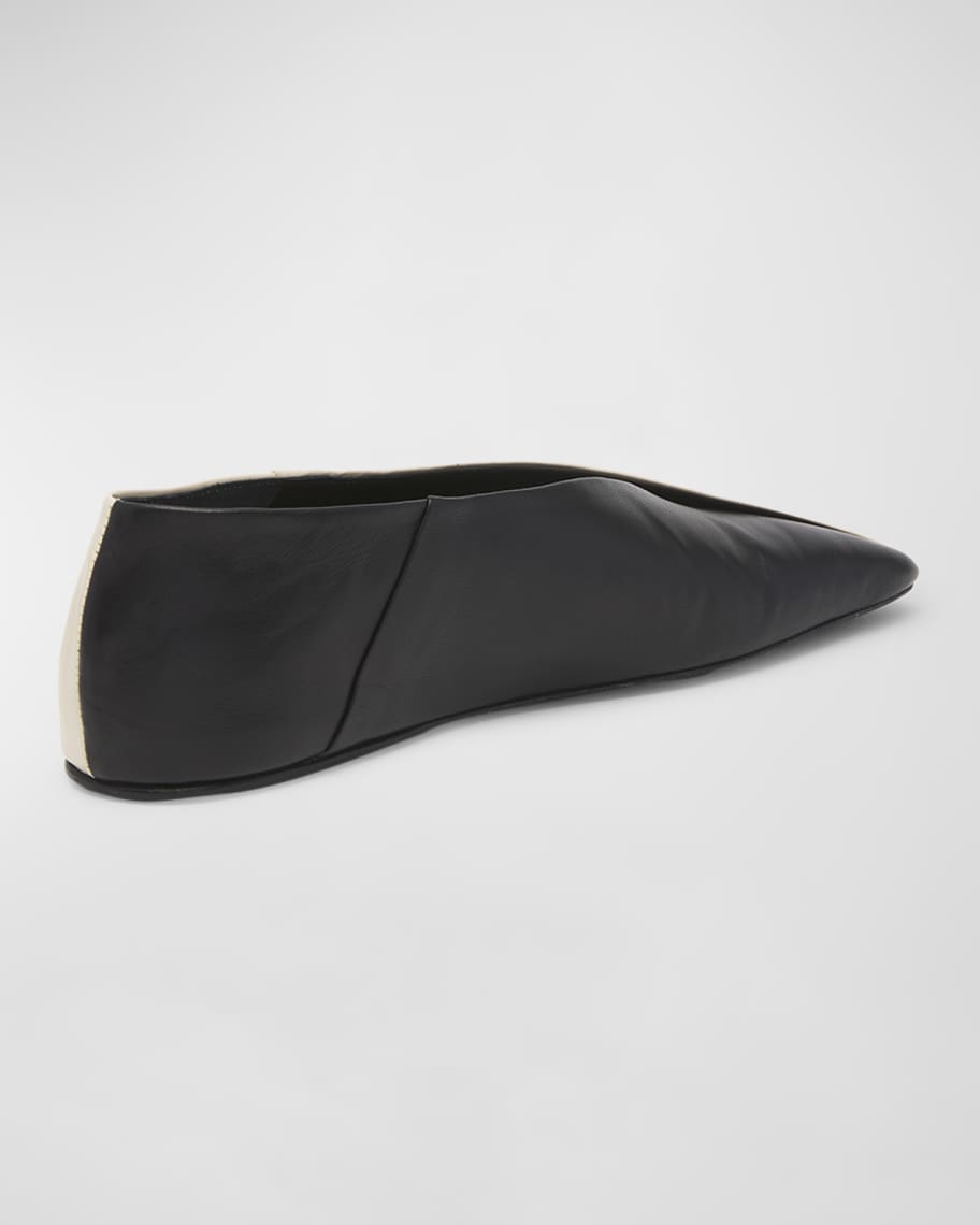 Image 2 of 5: Asymmetrical Bicolor Leather Ballerina Flats