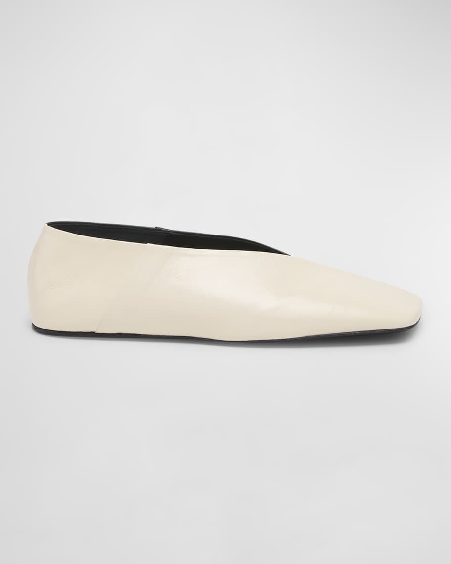 Image 1 of 5: Asymmetrical Bicolor Leather Ballerina Flats