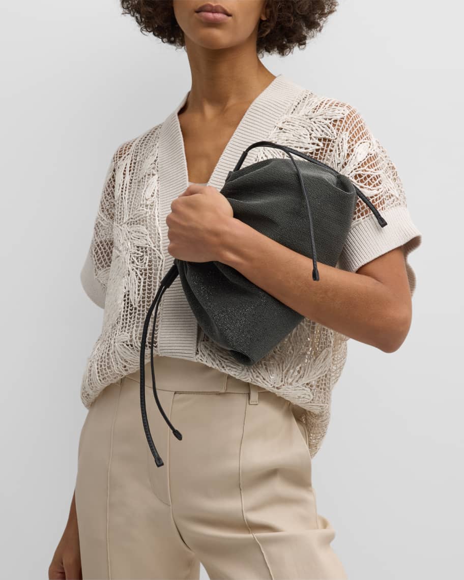 Image 2 of 6: Allover Monili Drawstring Clutch Bag