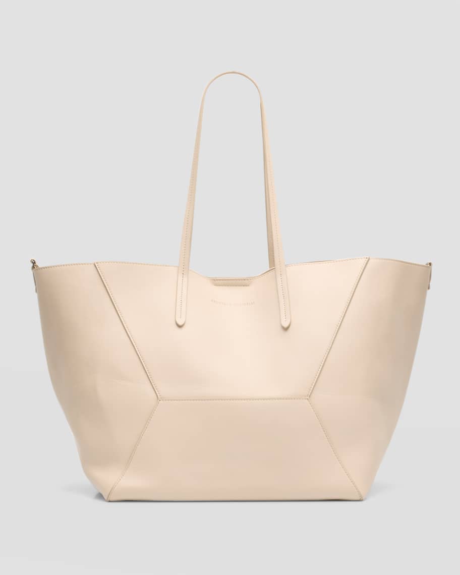 Brunello Cucinelli BC Duo Geometric Monili Leather Tote Bag