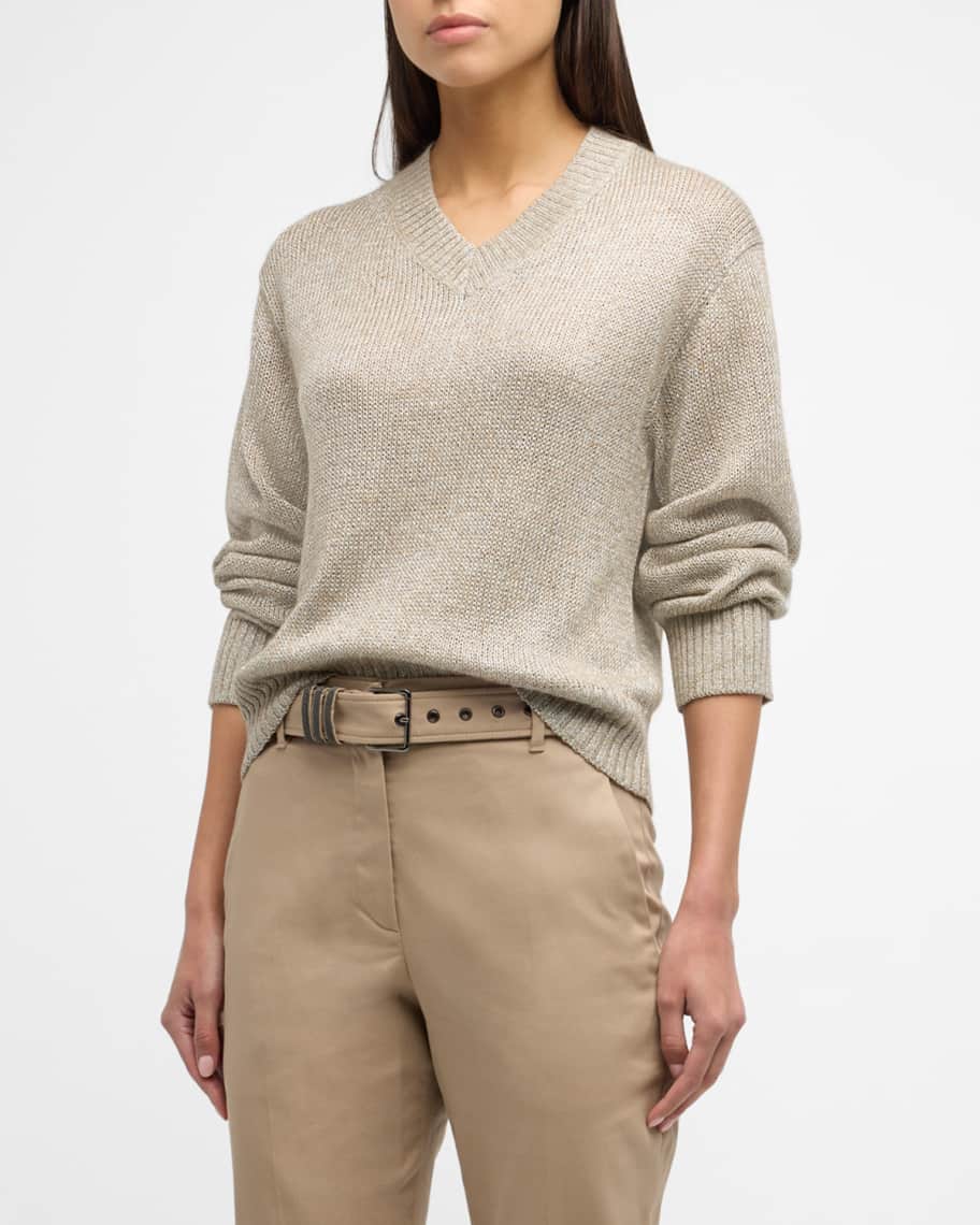 Brunello Cucinelli Shiny Shetland Mohair Wool Sweater | Neiman Marcus