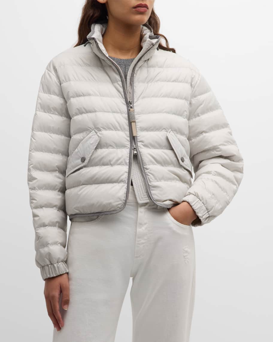 Image 2 of 6: Monili-Tab Zip Padded Matte Nylon Short Jacket