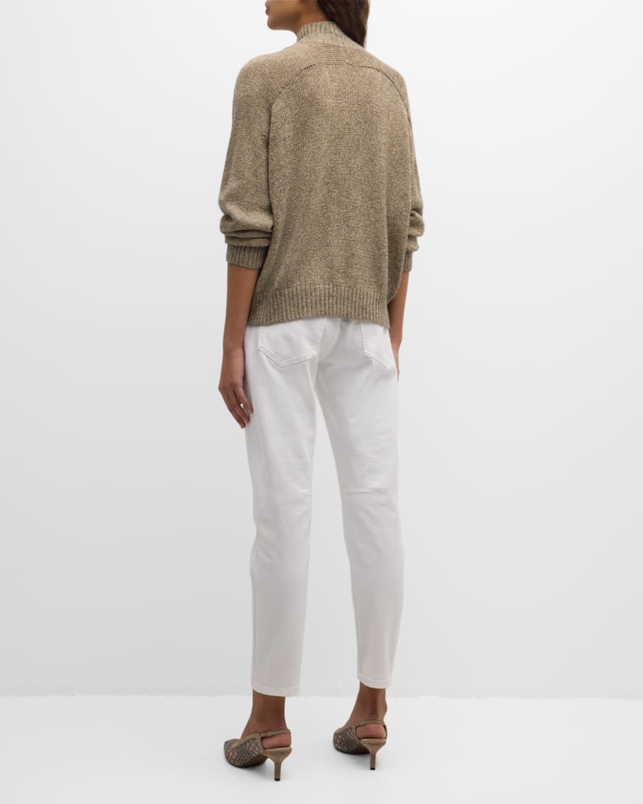 Image 3 of 6: Shiny Shetland Mohair Wool Zip-Up Cardigan