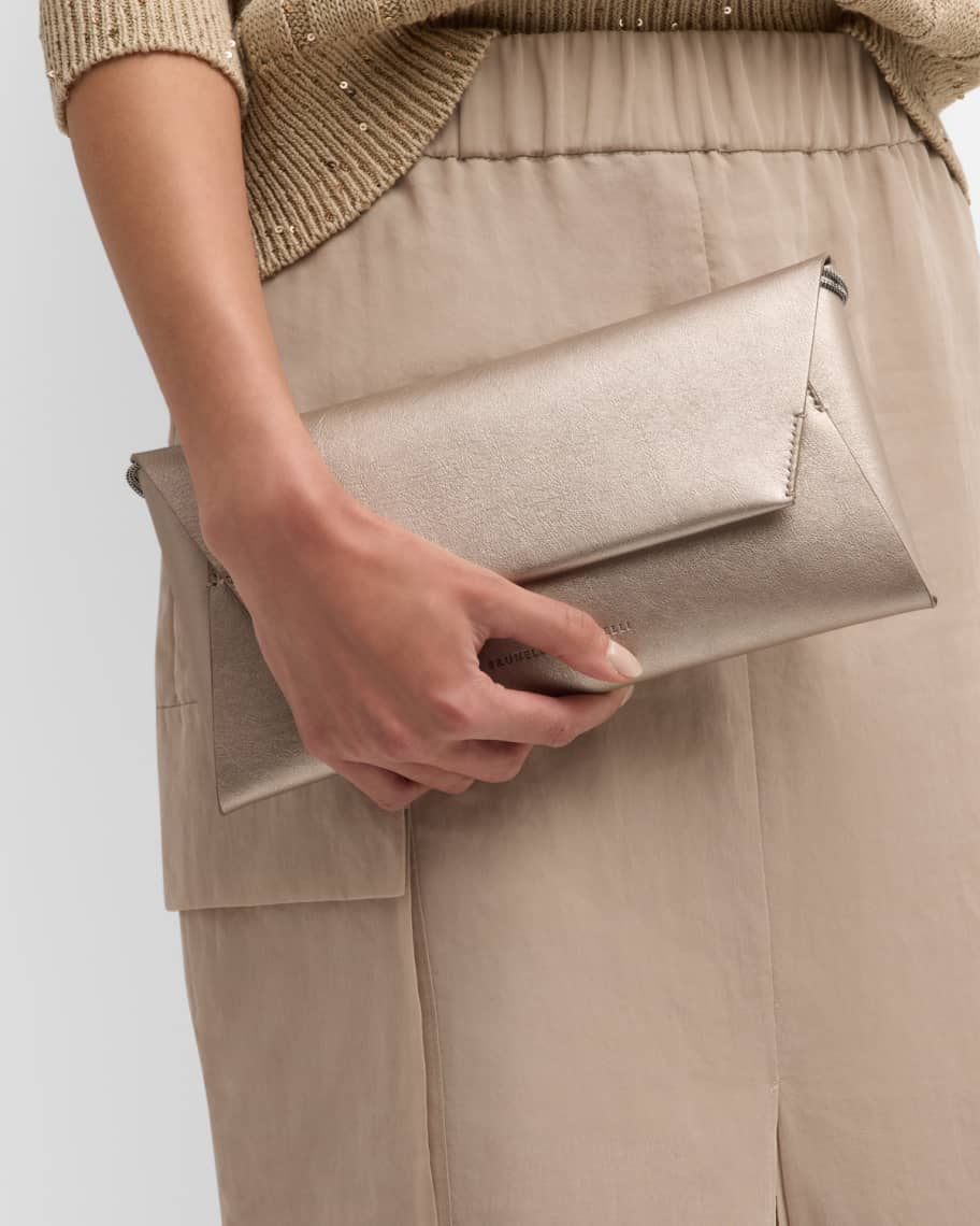 Image 2 of 5: Envelope Metallic Leather Shoulder Bag
