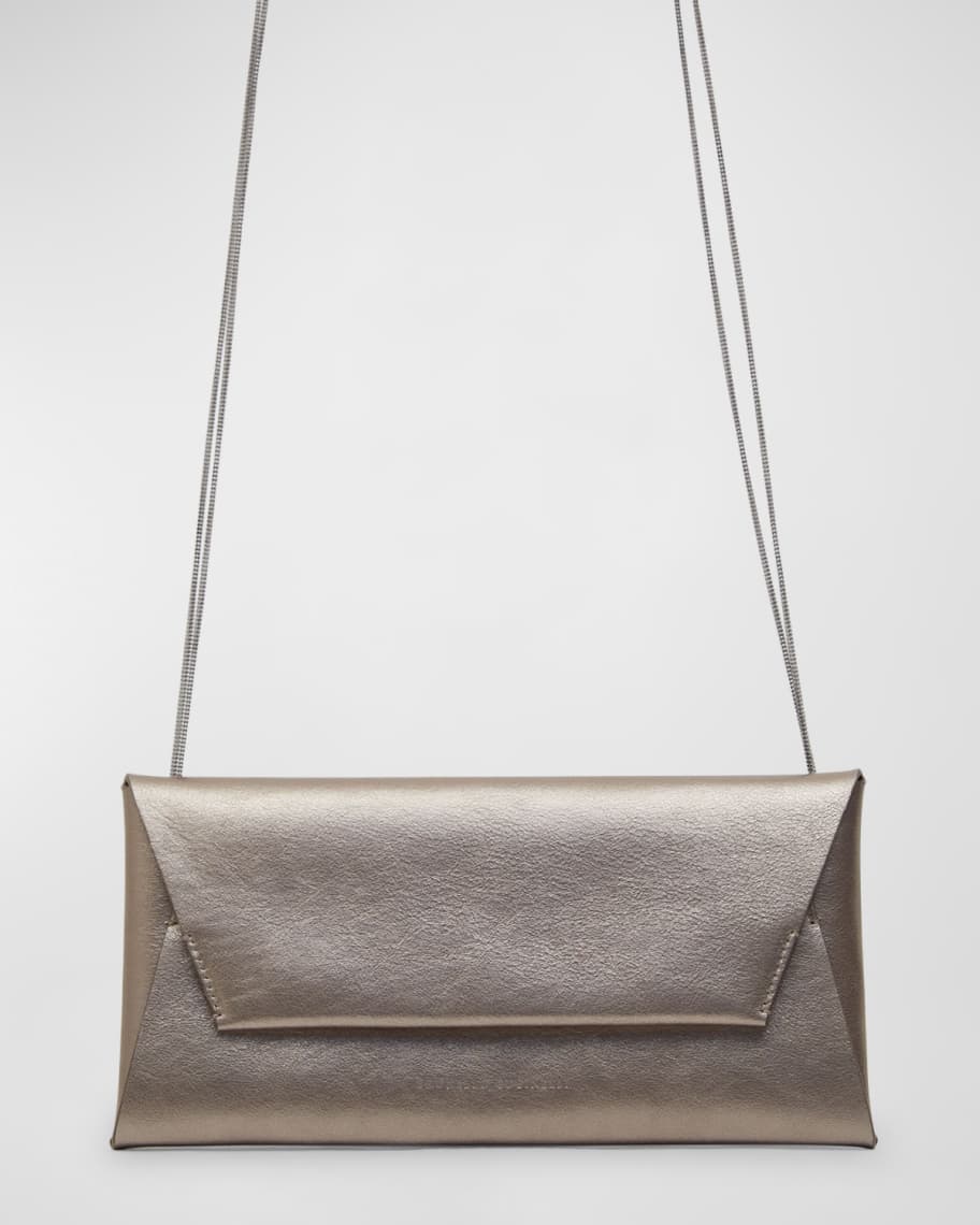 Image 1 of 5: Envelope Metallic Leather Shoulder Bag