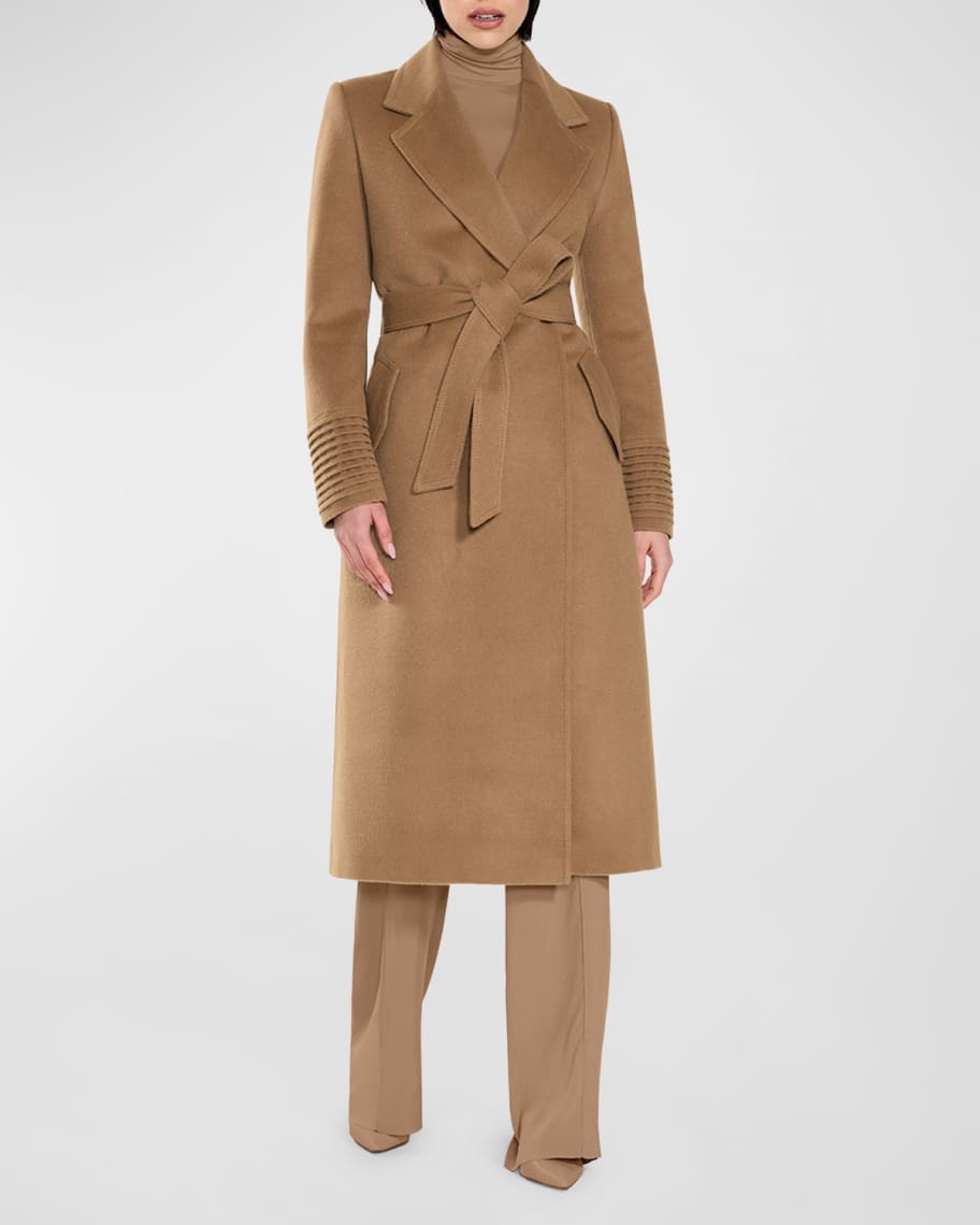 Sentaler Long Notched-Collar Wrap Coat | Neiman Marcus