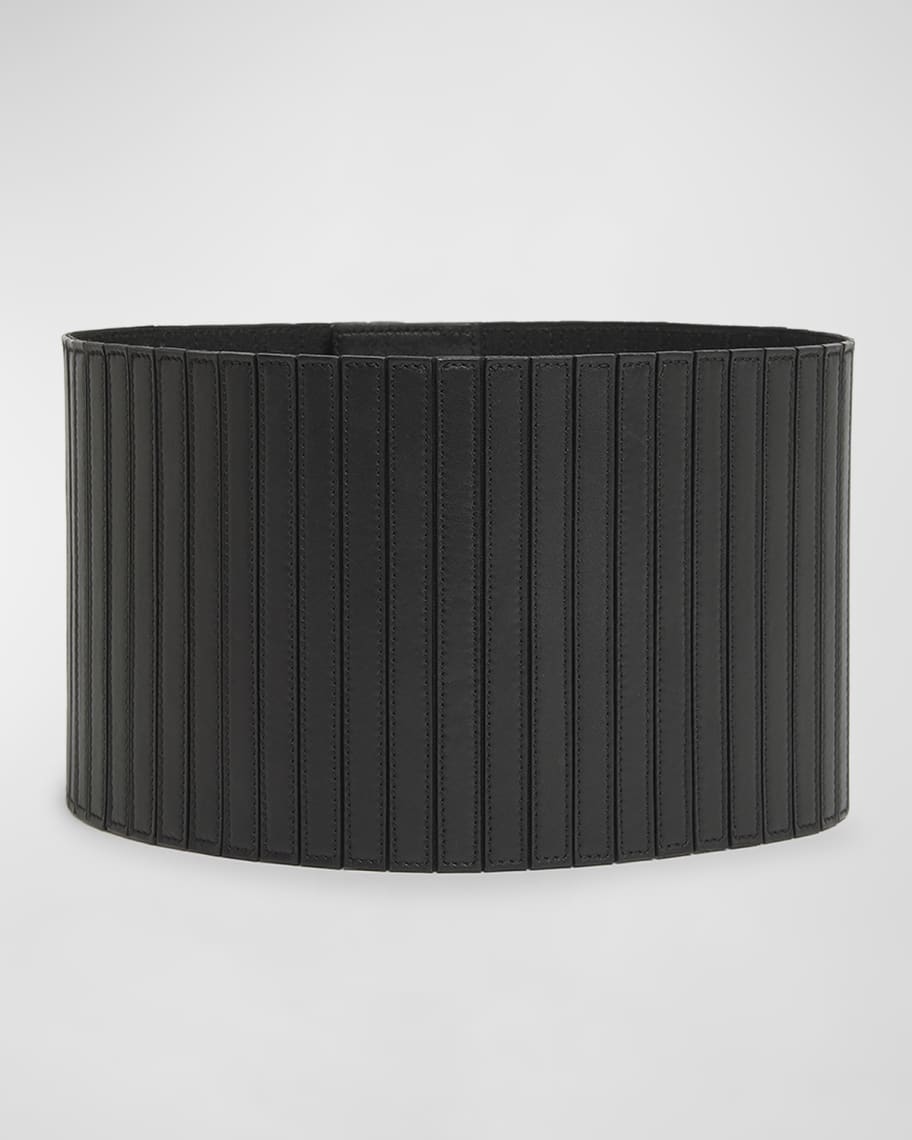 ALAIA Striped Leather Corset Belt | Neiman Marcus