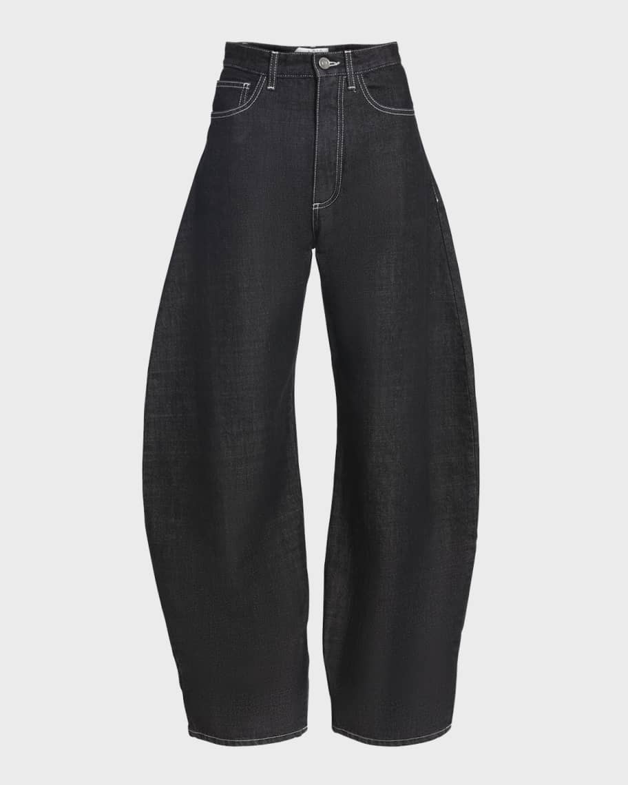 ALAIA Round-Cut Denim Pants | Neiman Marcus