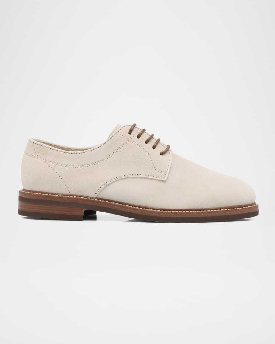 Brunello Cucinelli Men's Suede Derby Shoes | Neiman Marcus