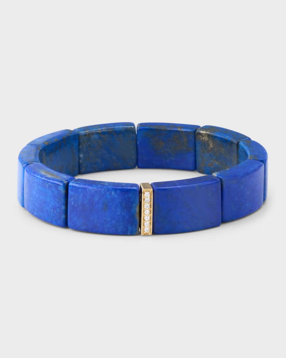Sydney Evan 14k Yellow Gold Diamond Spacer and Lapis Bead Bracelet