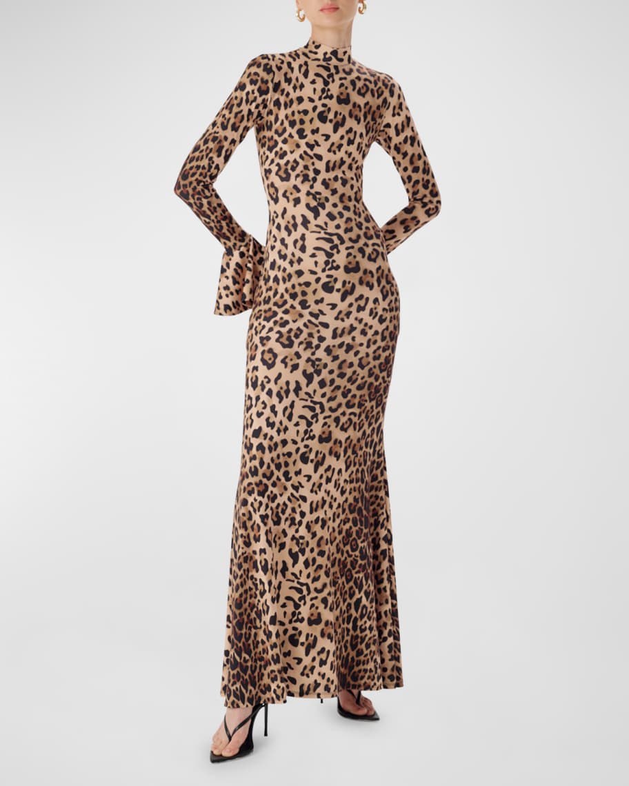 Ronny Kobo Maeve Leopard Print Mock Neck Maxi Dress Neiman Marcus