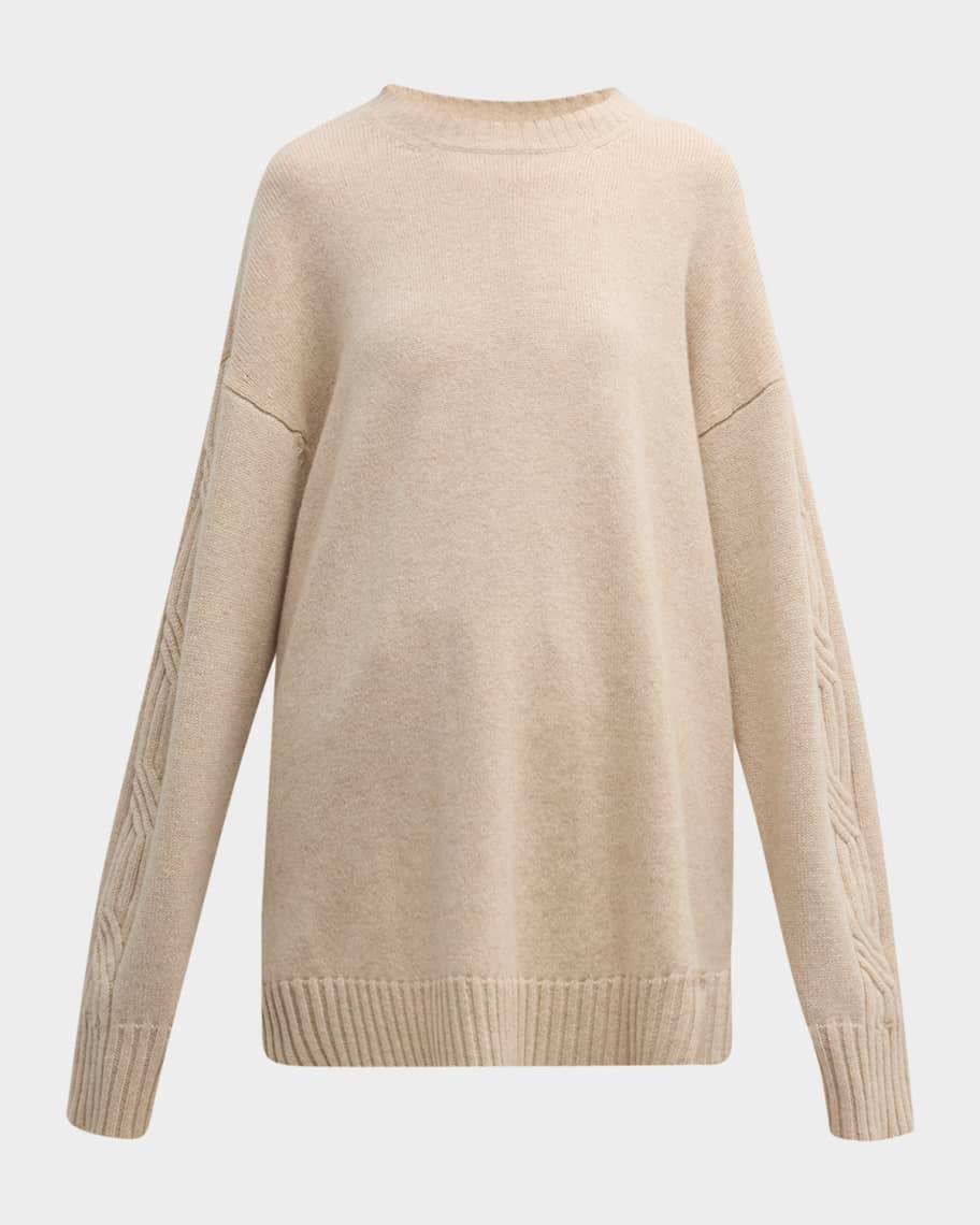 Max Mara Vicini Cable-Knit Sleeve Oversized Cashmere Sweater