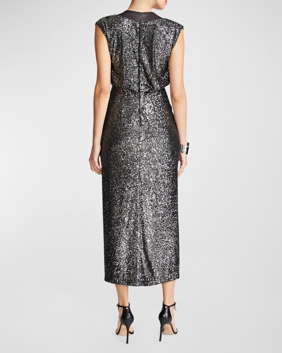 Image 3 of 5: Ranae Sequin Deep V-Neck Midi Dress