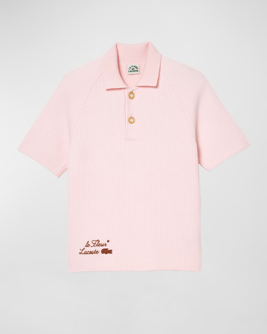 Lacoste x le FLEUR Men's Ribbed Polo Sweater | Neiman Marcus