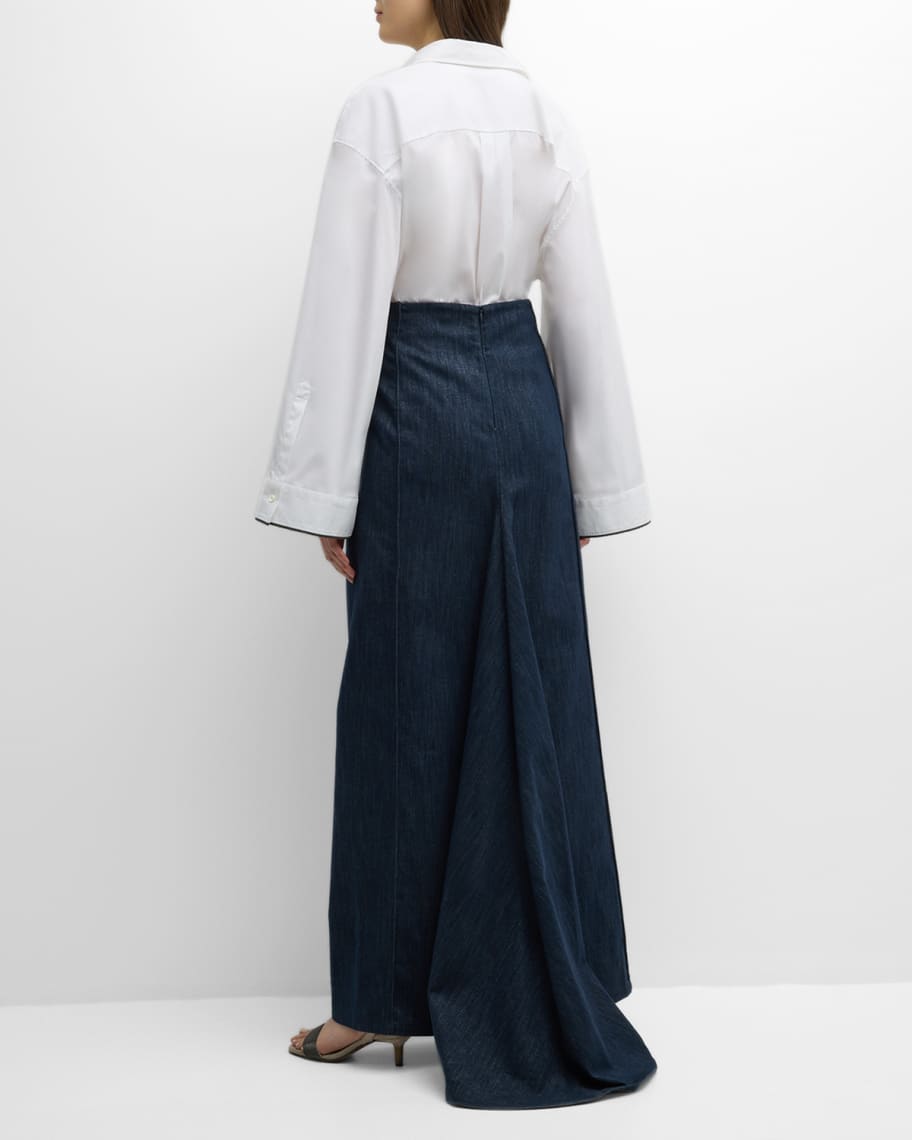 Image 3 of 6: Denim Lurex Mermaid Maxi Skirt