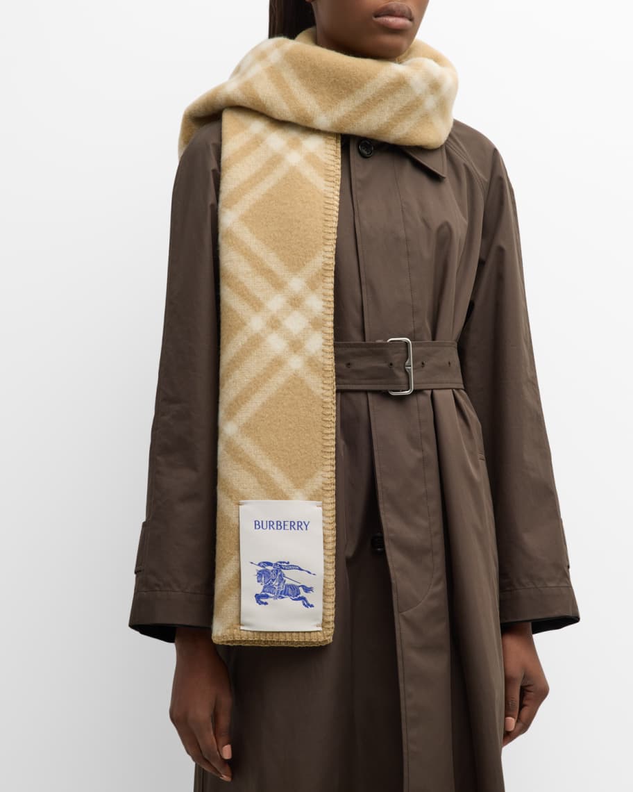 スカーフ BURBERRY MU SLD TRI-BAR CHK WO SCARF Burberry Tri-Bar Check Wool Scarf | Neiman Marcus