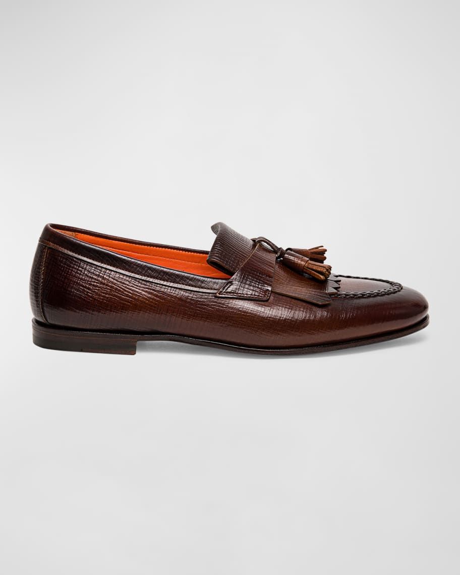 Santoni Men's Carlos Leather Loafers | Neiman Marcus