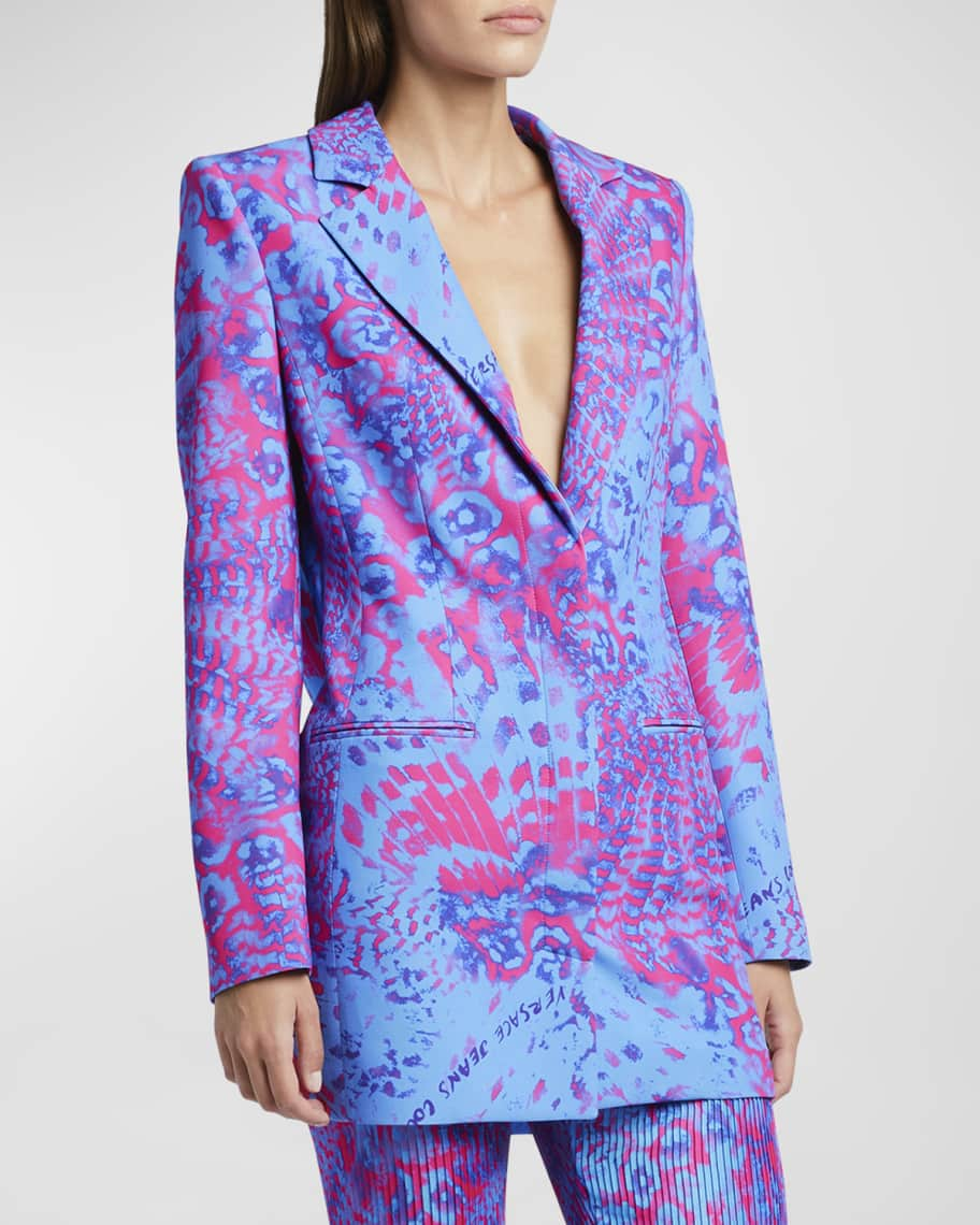 Versace abstract-print brushed cardigan - Black