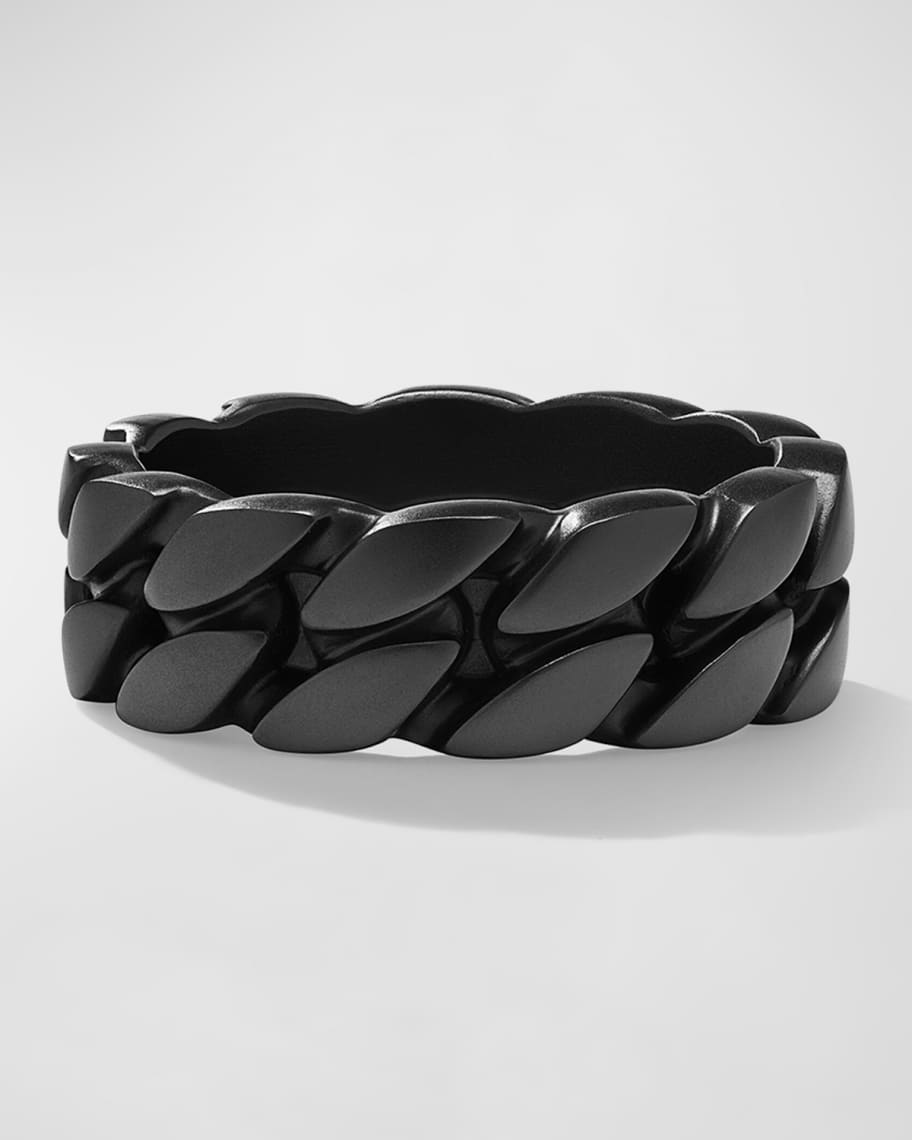 David Yurman Men's Curb Chain Ring in Black Titanium, 8mm