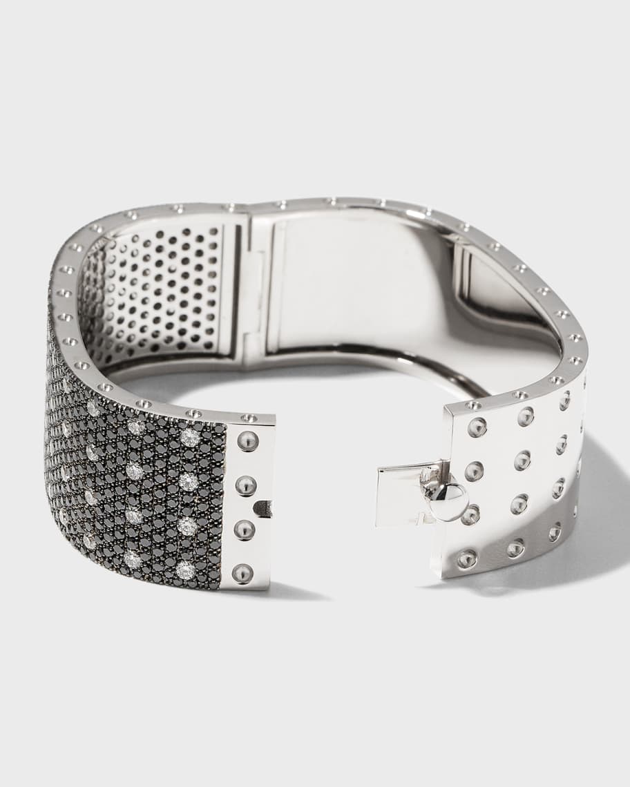 Image 3 of 5: Pois Moi 18K White Gold Black and White Diamond 4 Row Bangle