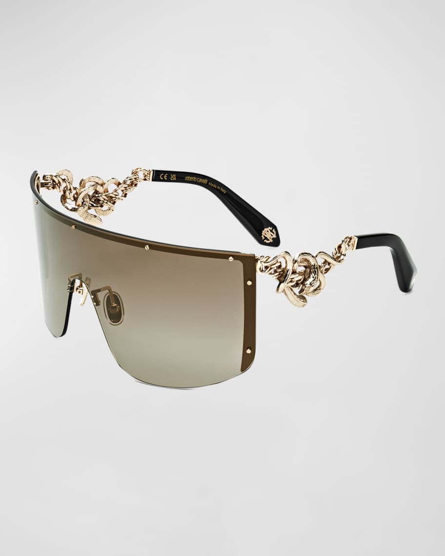 Roberto Cavalli Iconic Snake Metal & Acetate Shield Sunglasses | Neiman ...