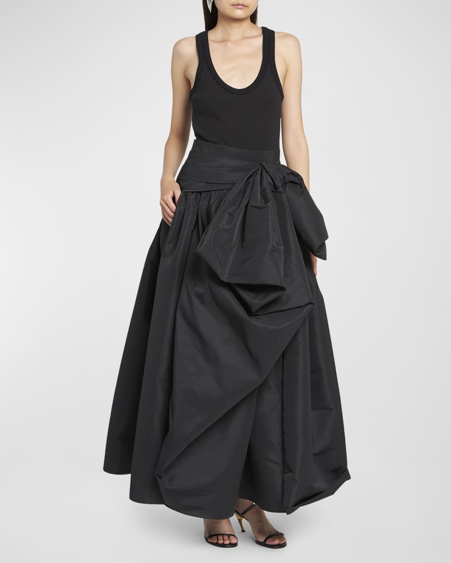 Alexander McQueen Ruched Full Skirt Gown with Bow Detail | Neiman Marcus