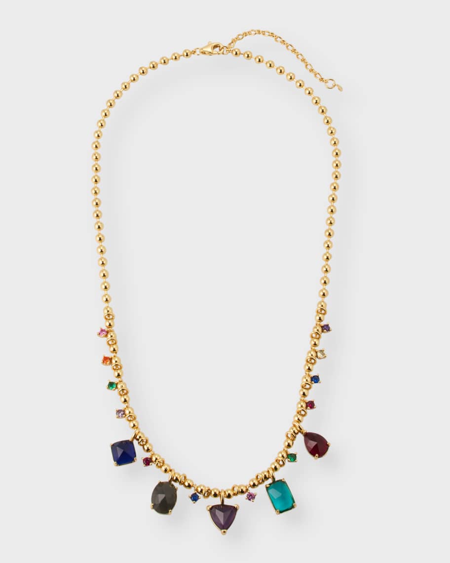 Tai Jewelry Gold Multi Charm Necklace With Labradorite Stone