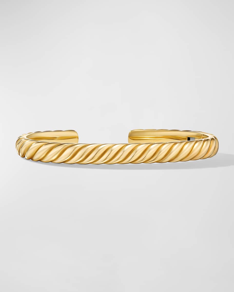 David Yurman Men's Sculpted Cable Cuff Bracelet in 18K Gold, 7mm